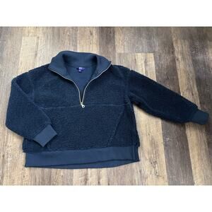 JoyLab Womens Navy Blue Sherpa Fleece Quarter Zip Pullover Sweatshirt XL